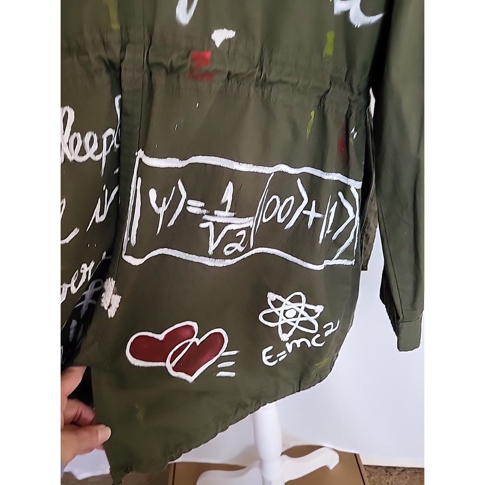 Brave Soul Hooded Utility Jacket Women's 12 Khaki Physics Theme Wearable Art - Picture 8 of 13
